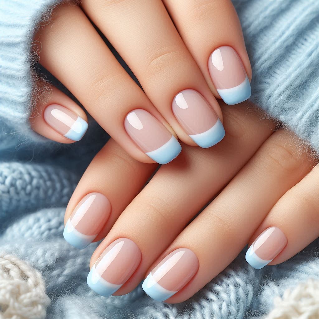 Pastel Blue French Tips