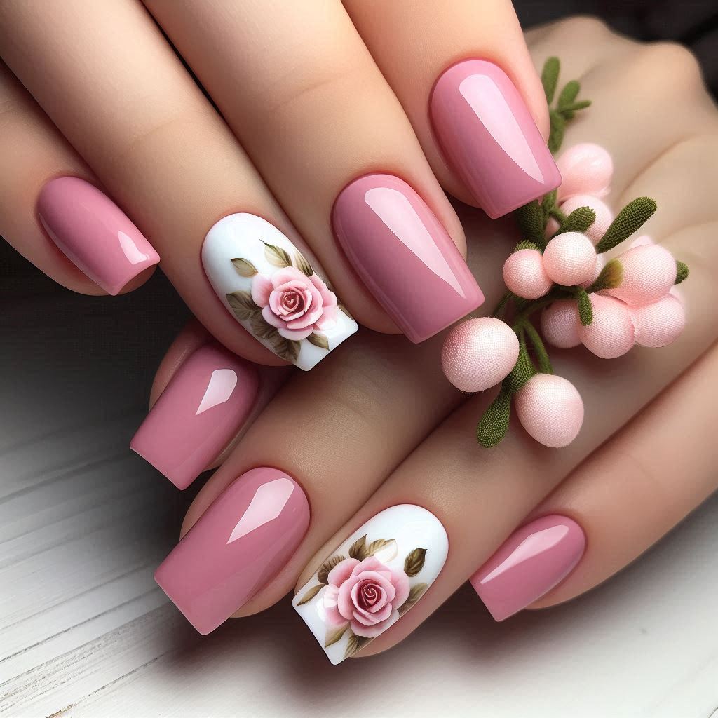 Cute Pink Gel Nails Short Square