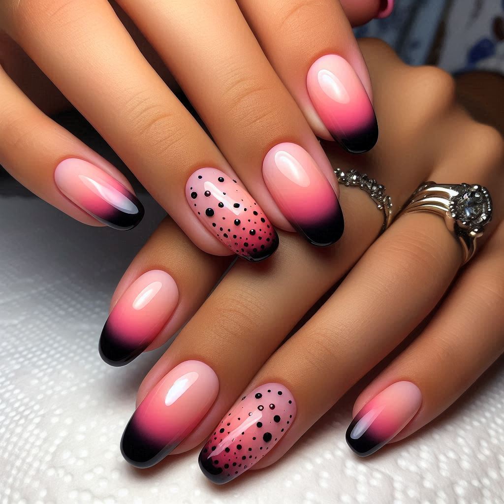 Pink Gradient with Black Dots