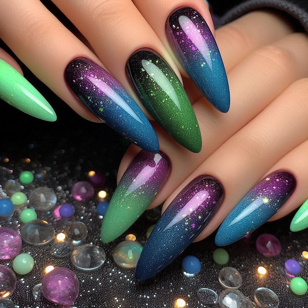 Classic Aurora Borealis Nails