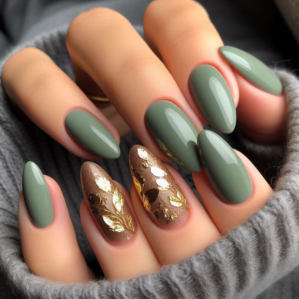 Sage Green & Gold Leaf Elegance