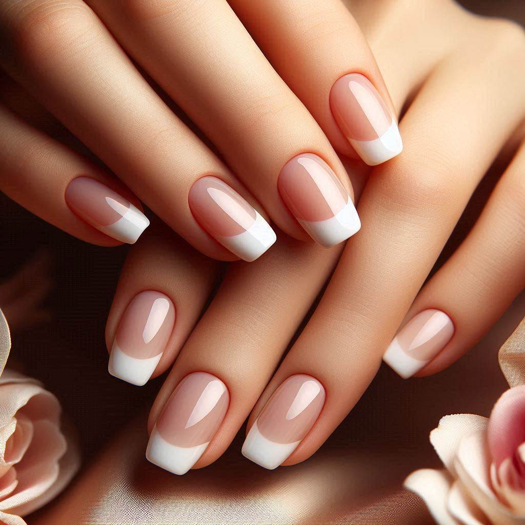  French Gel Manicure Short Natural Nails Design