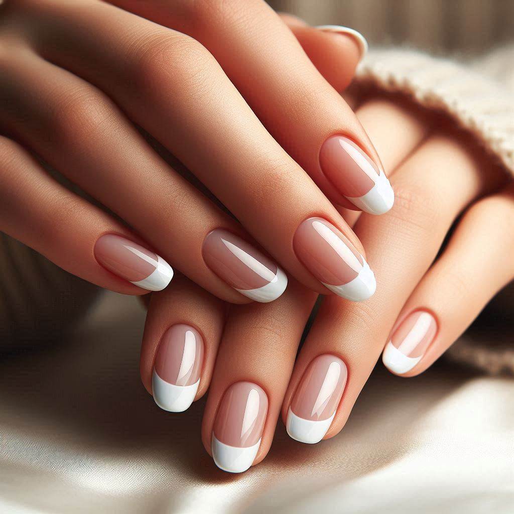 Classic White Short Almond Nails French Tip