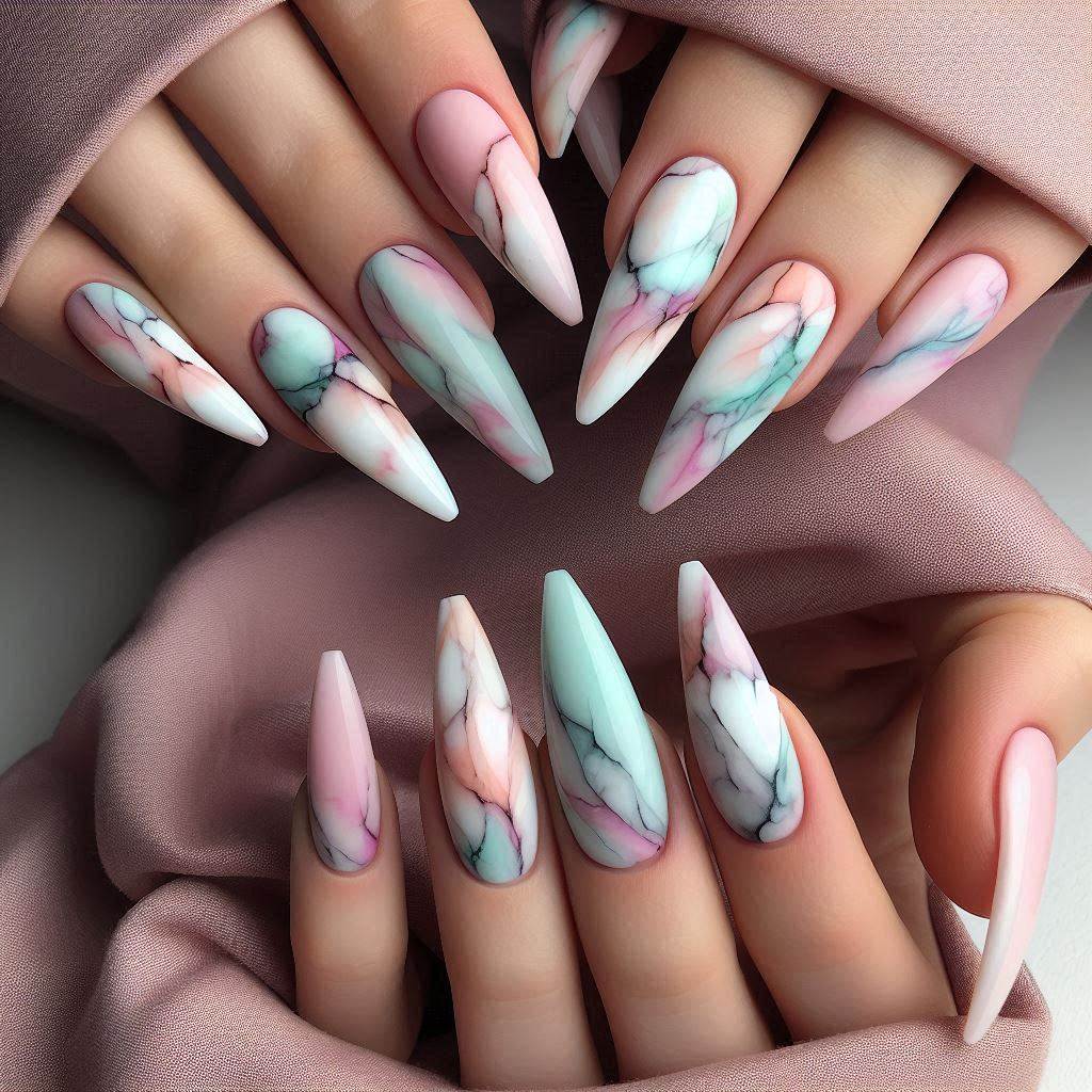 atercolor Marble Nails