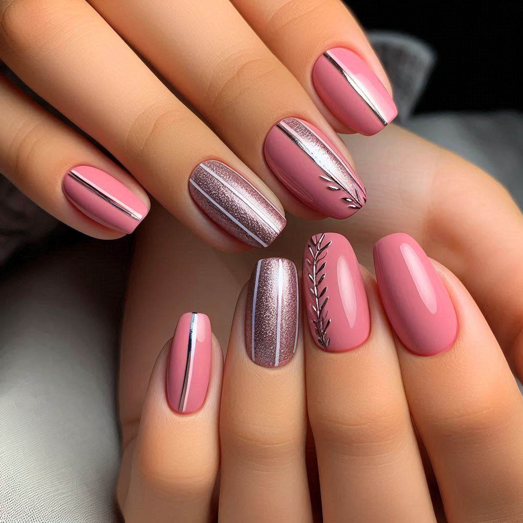 Pink with Silver Stripes