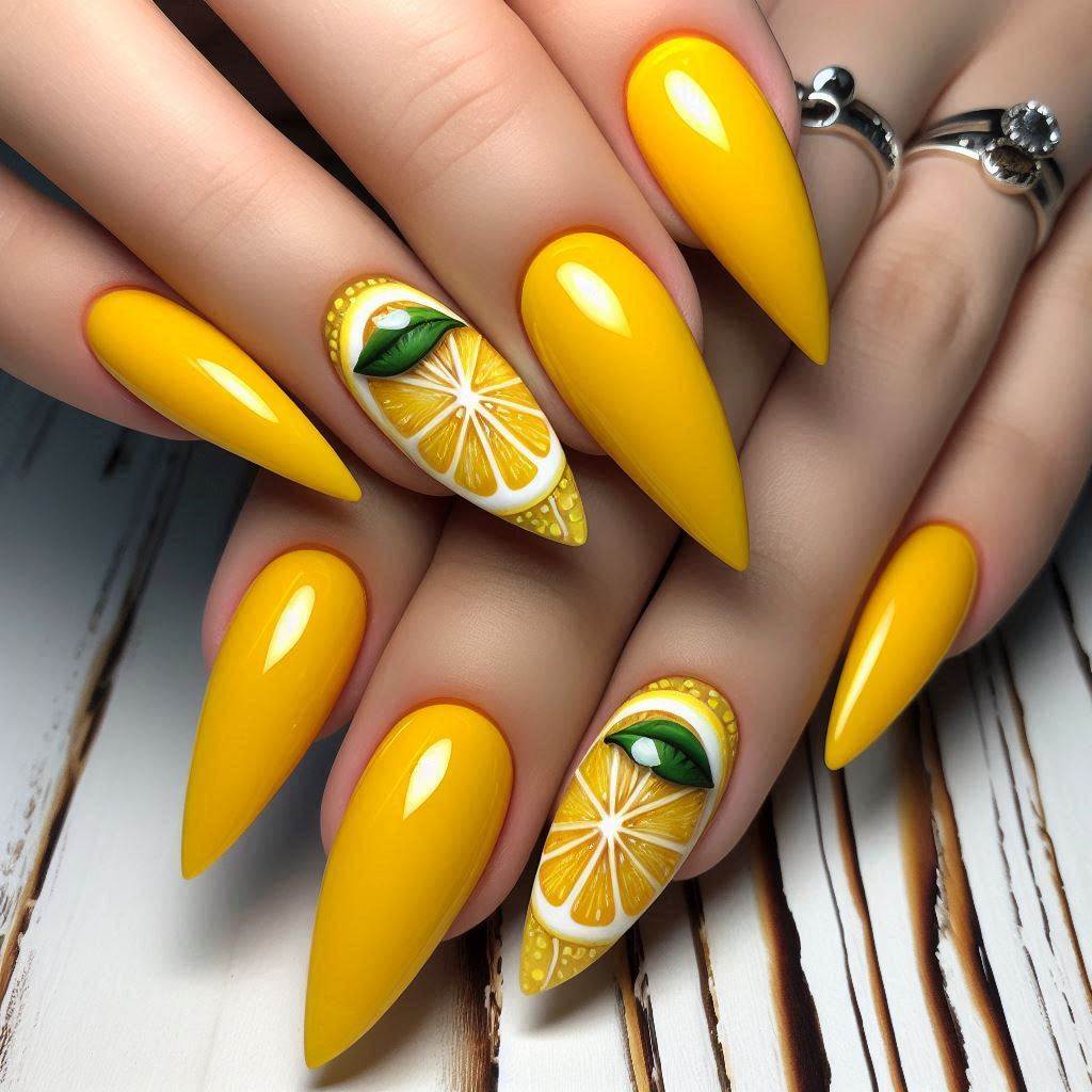 Lemon Zest Almond Nails