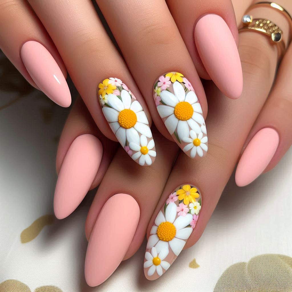 Daisy Flower Power Nails