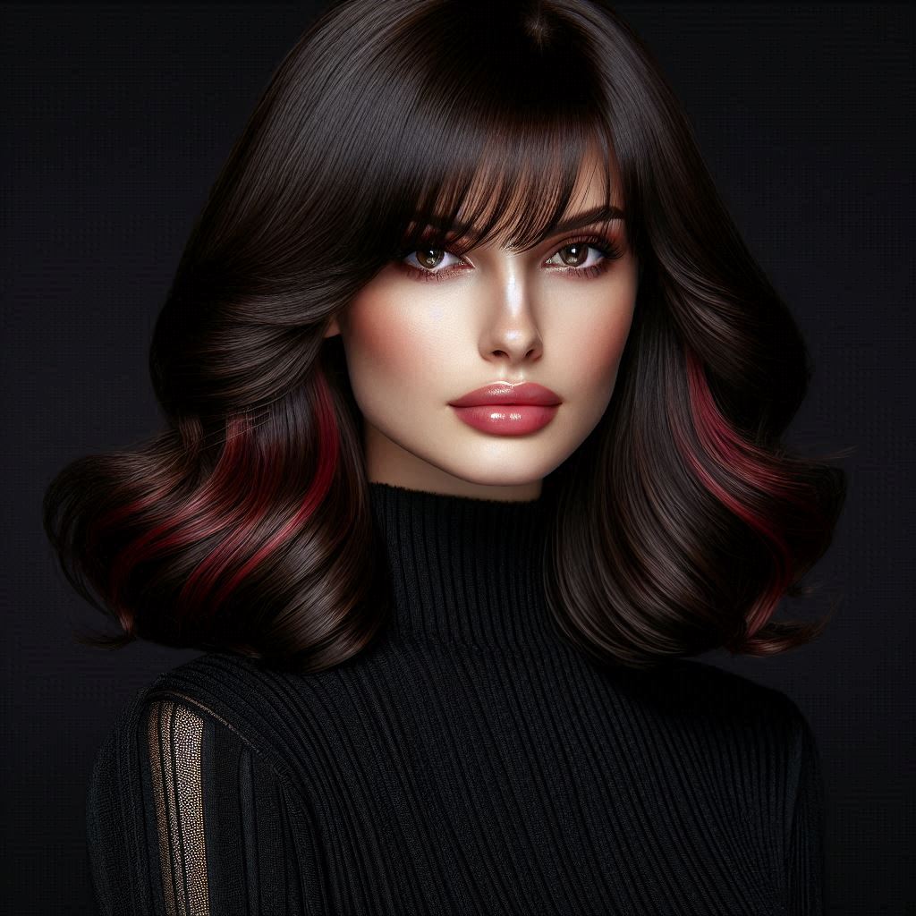  Classic Medium-Length Waves with Curtain Bangs