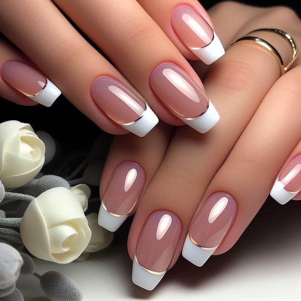 Minimalist White on Clear Nails