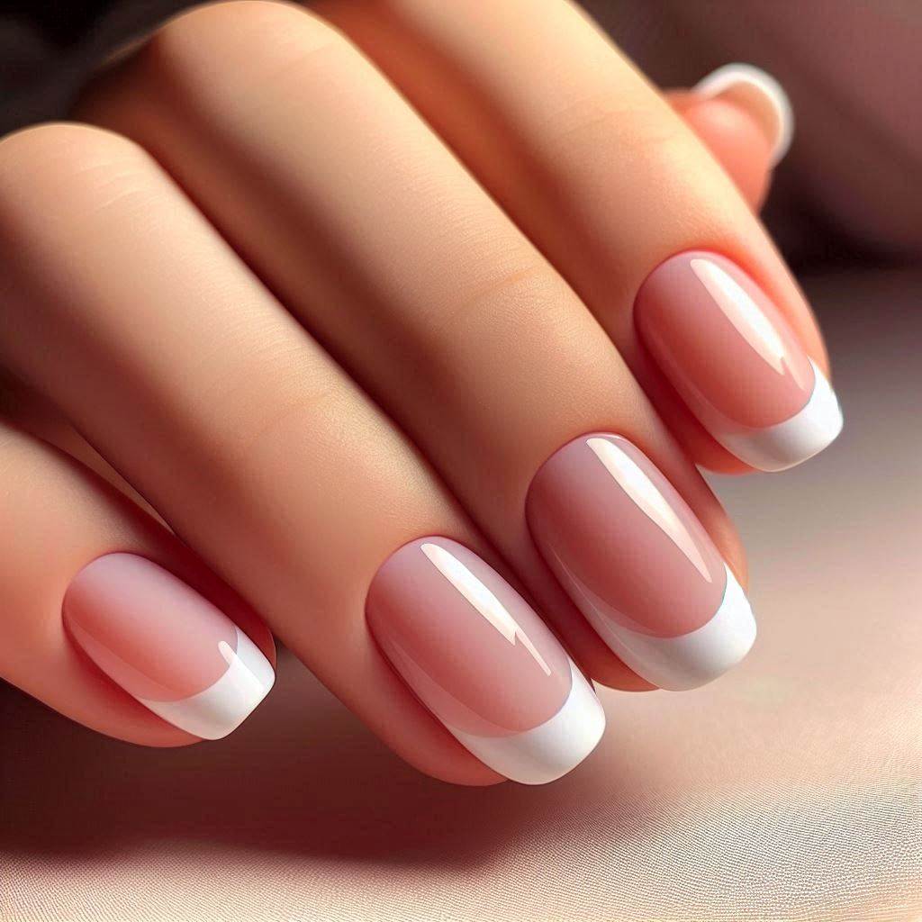 Classic White French Tip Nails Short