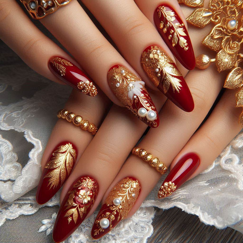  Traditional Red with Gold and Pearl Detailing