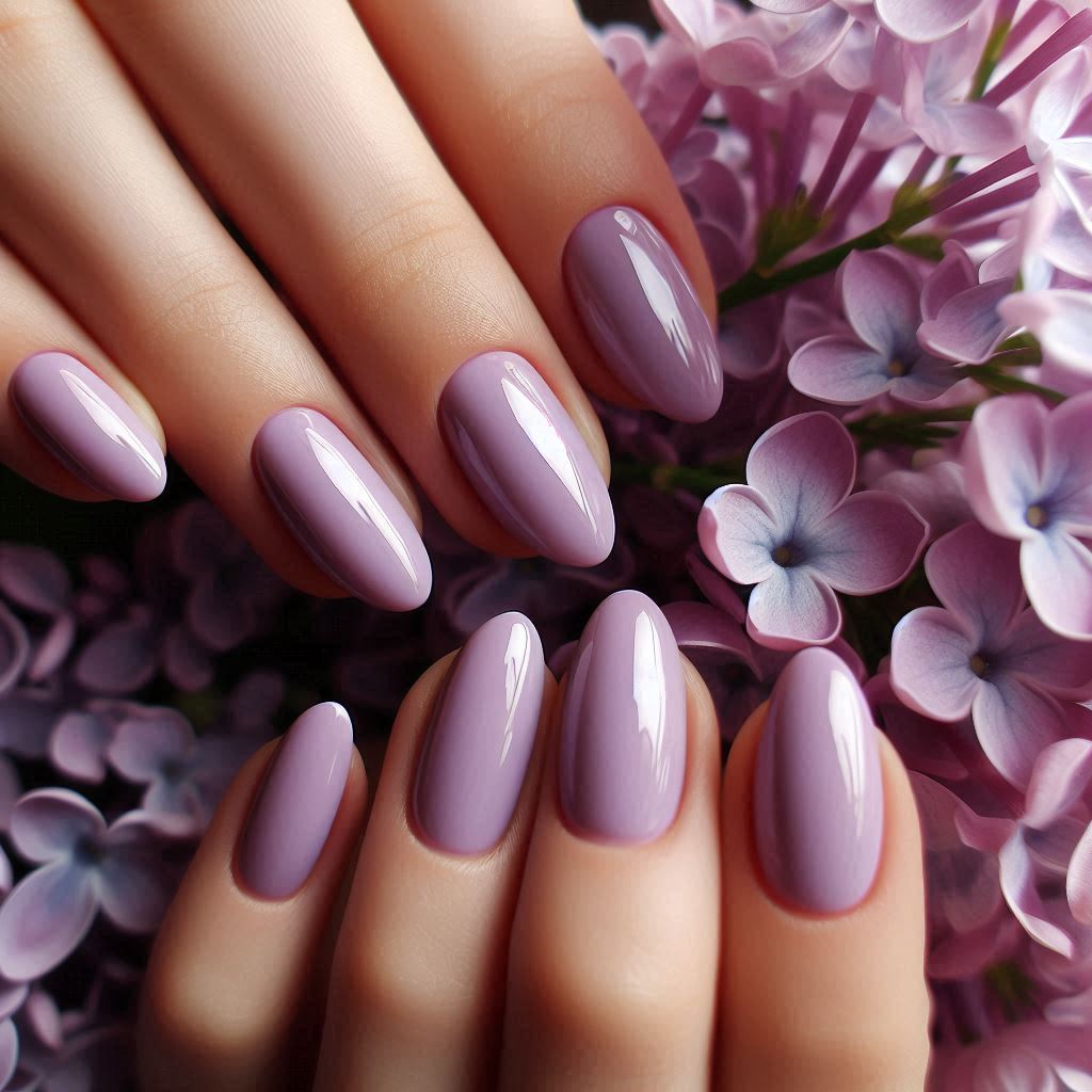 Lavender Haze Short Almond Gel Nails