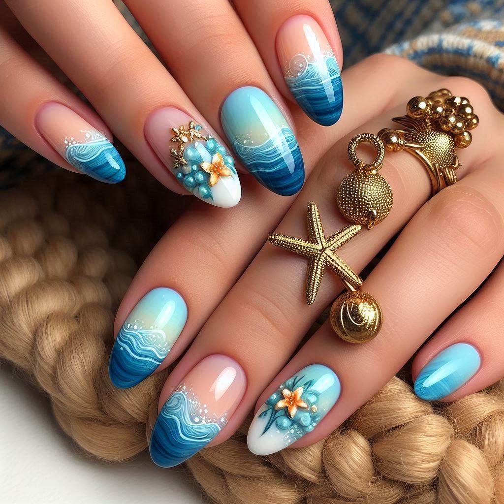  Blue & Starfish Accents – Ocean-Inspired Glam