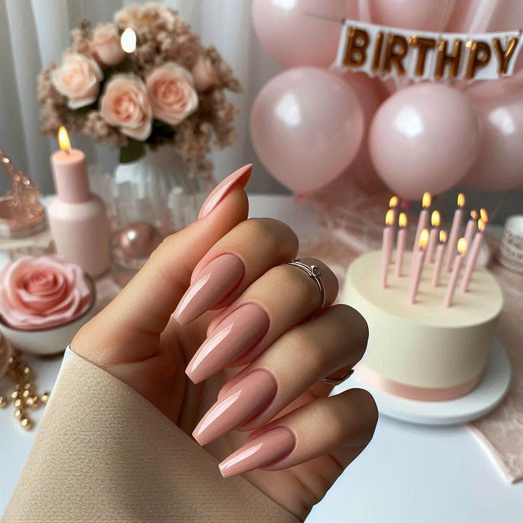 Birthday Nails Coffin Simple and Chic