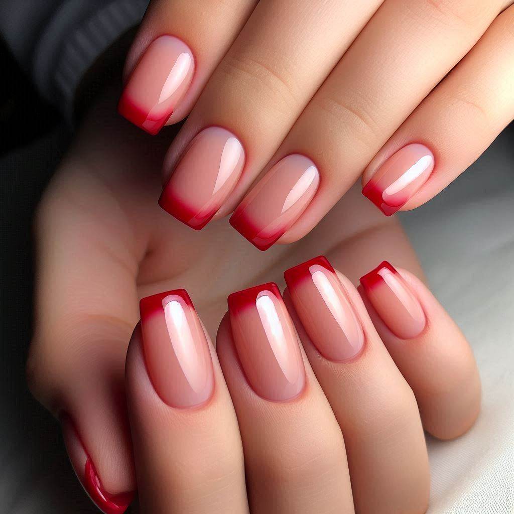  Romantic Red French Tips 