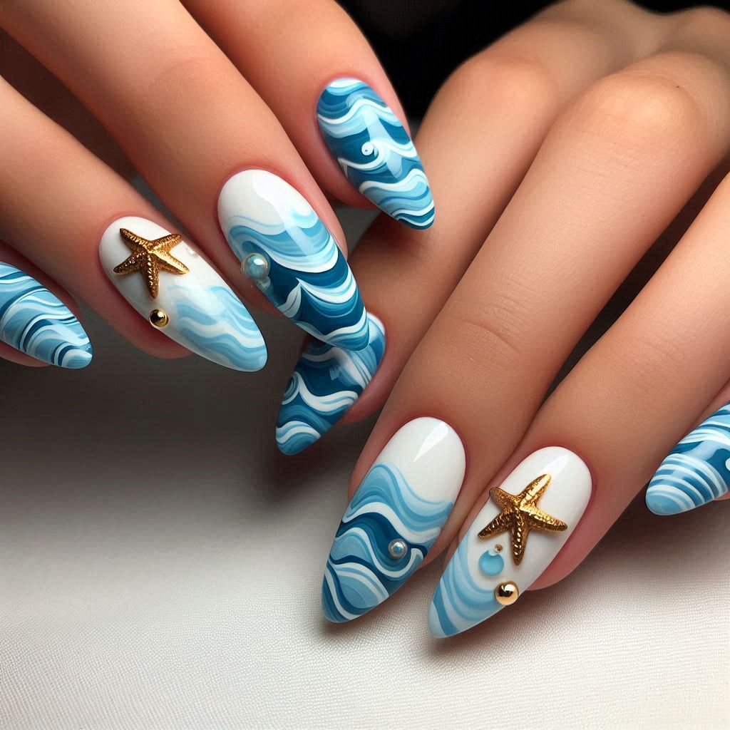 Ocean Wave Nails – A Beachy Vibe