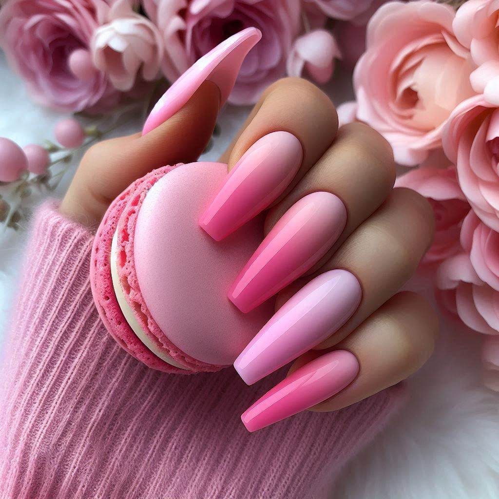 Pink Ombre Acrylic Nails