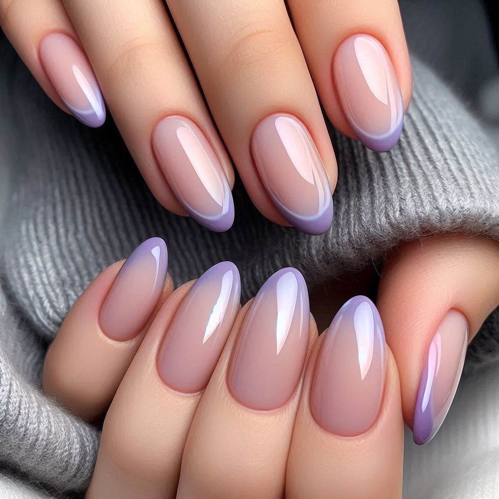 French Tip Nails Short Purple for a Royal Touch