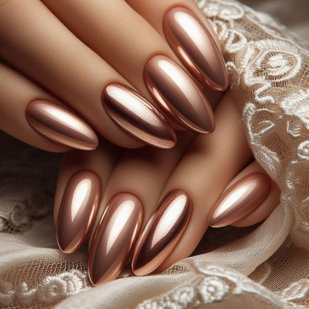 Oval Nude Chrome Nails