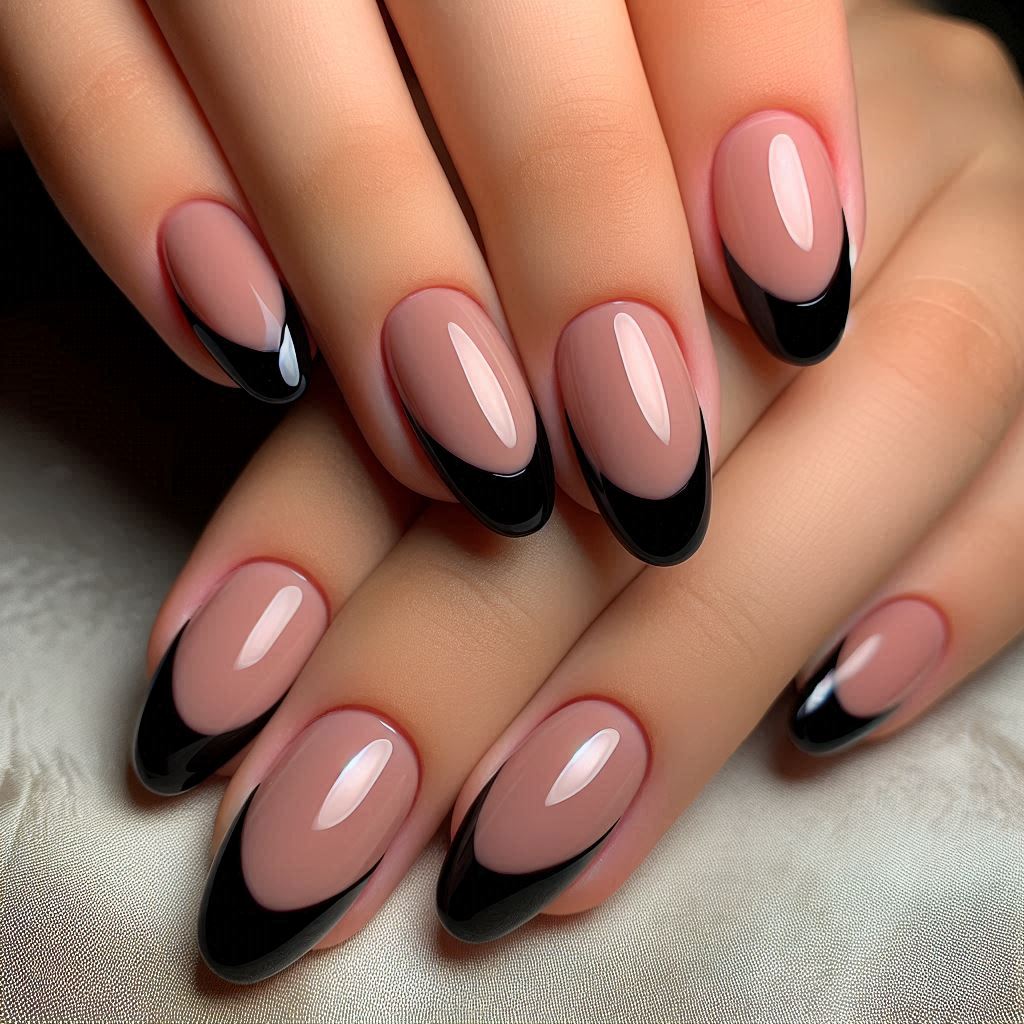 Mysterious French Tip Nails Short Black for an Edgy Vibe