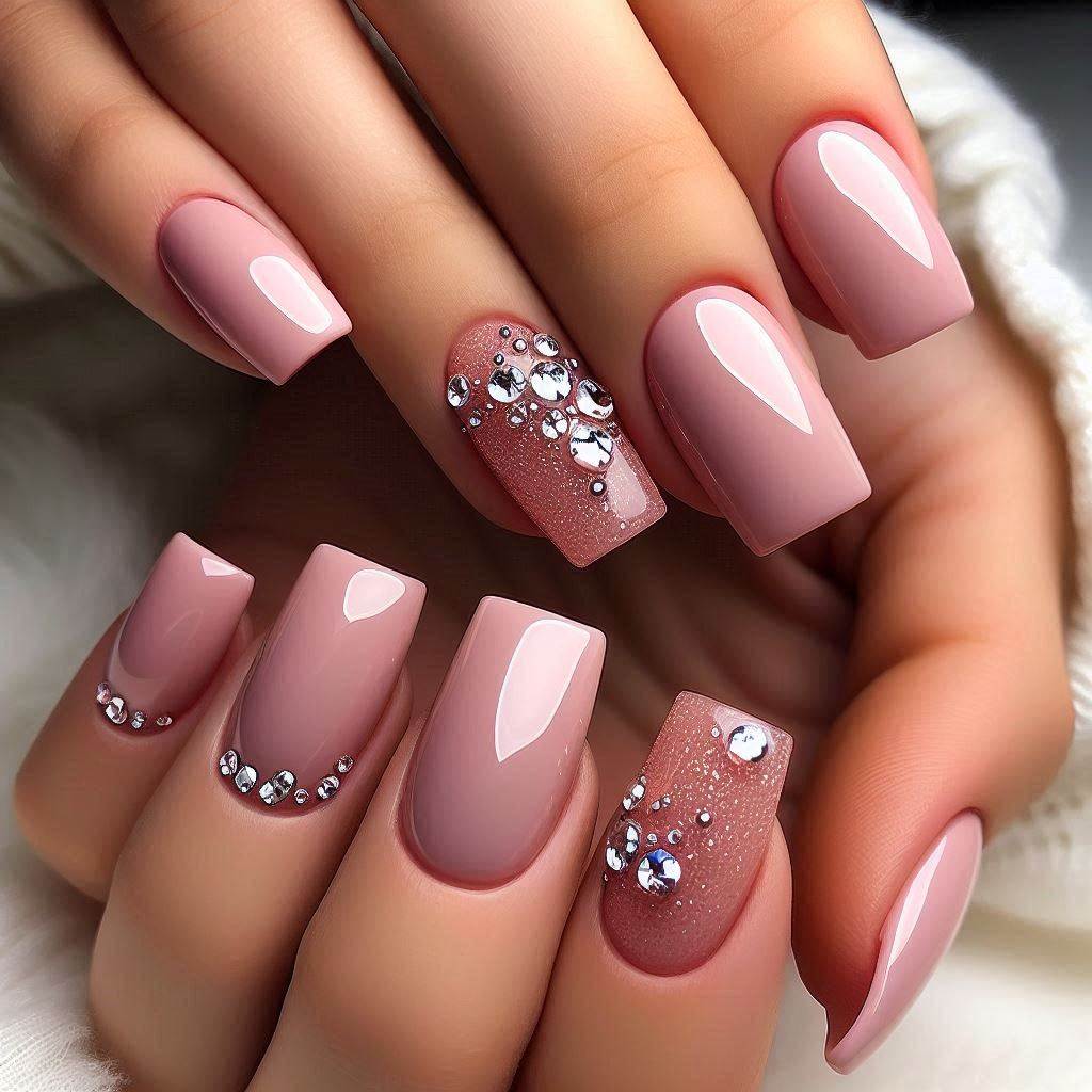 Short Acrylic Nails Square Bling for Chic Perfection