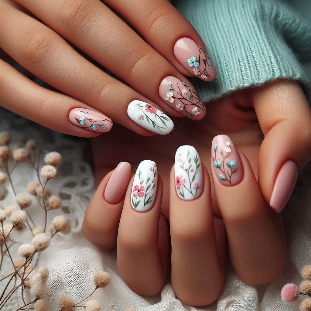 Floral Ballerina Nails for a Romantic Summer Vibe