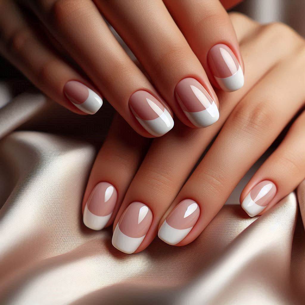 Classic Short French Tip Gel Nails