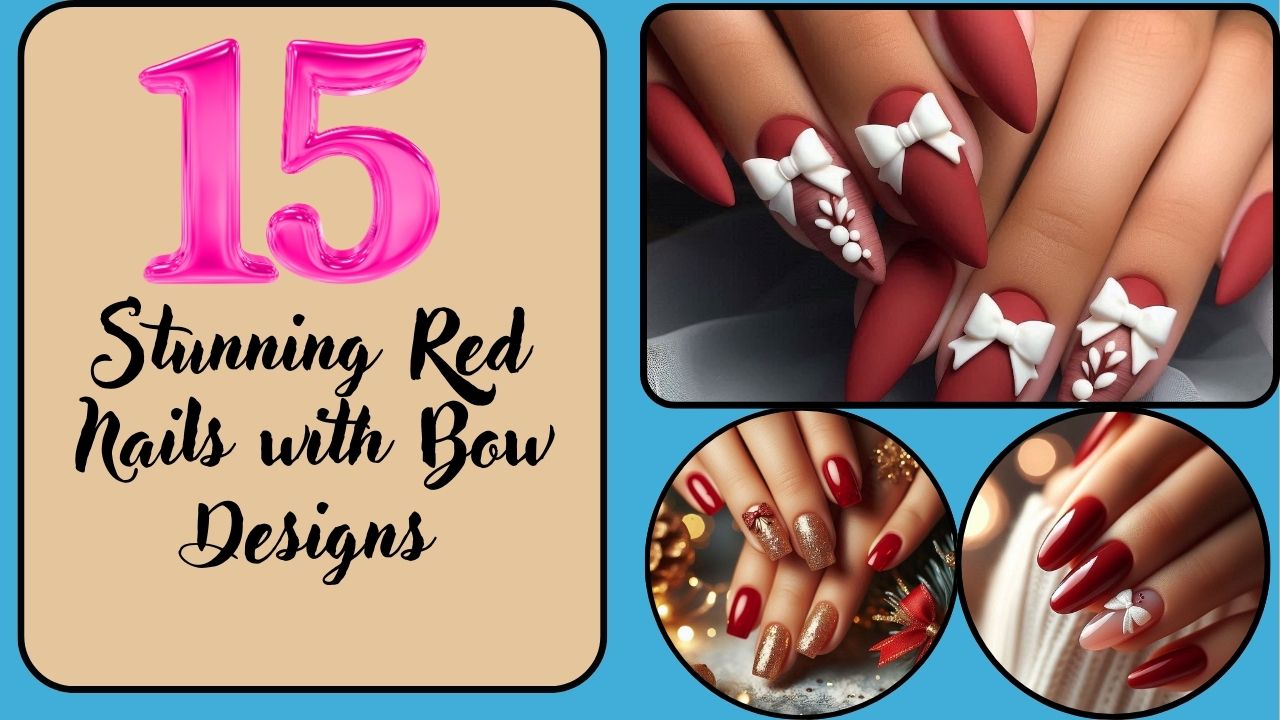 Stunning Red Nails with Bow Designs