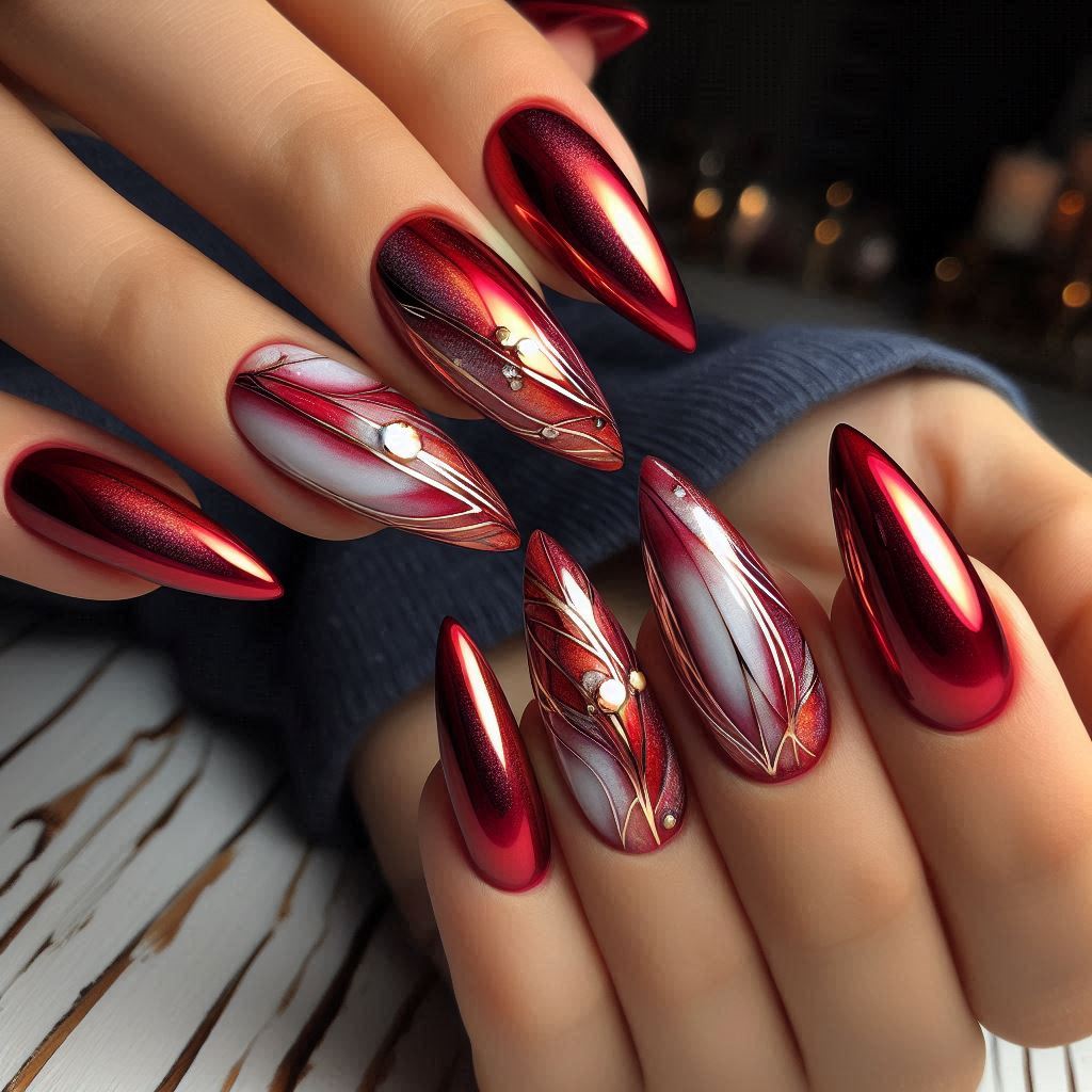 Red Unicorn Chrome with Marble Veins