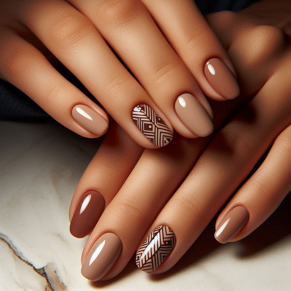 Negative Space Mocha Nails