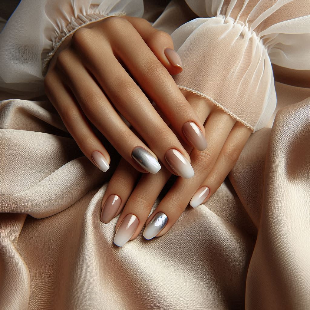Ombre Pearl Chrome Nails