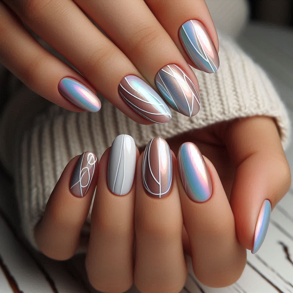  Unicorn Chrome with Abstract Line Art
