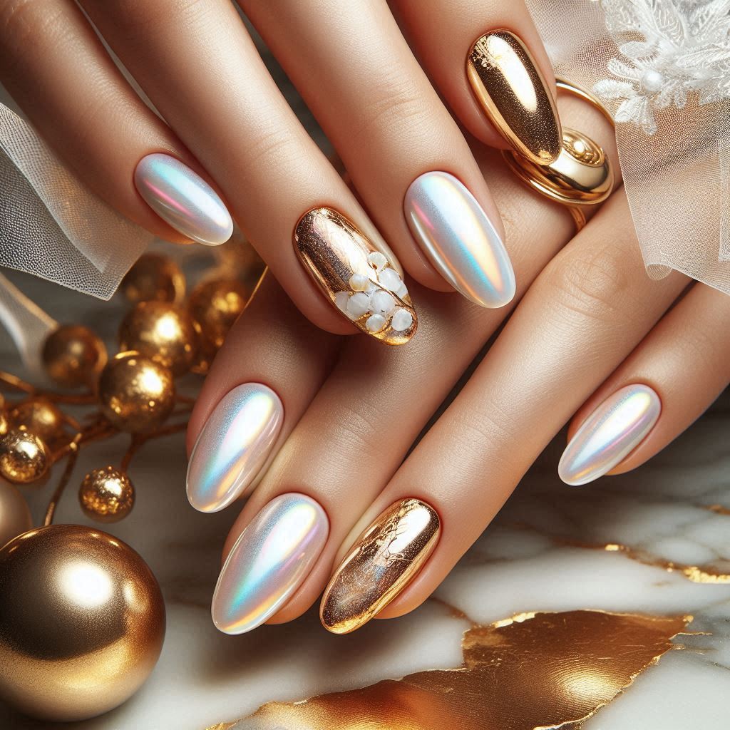 Pearl Chrome with Gold Foil Accents