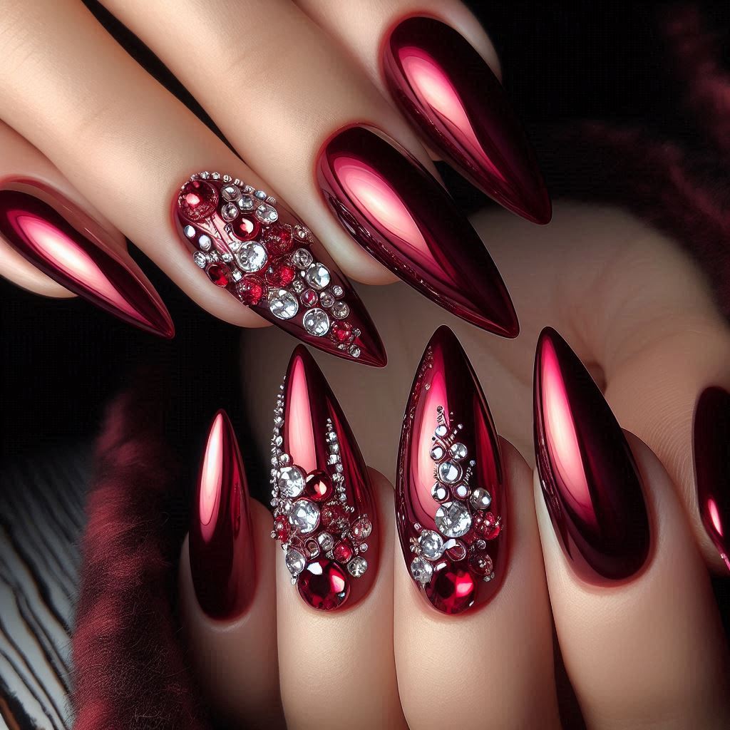 Deep Ruby Chrome with Crystal Embellishments