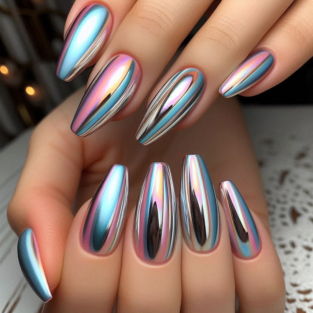 Dual-Chrome Split Nail Design