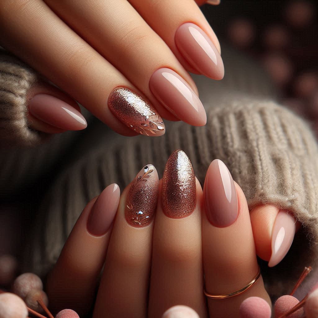 Glitter Tip Fade on Nude Mocha