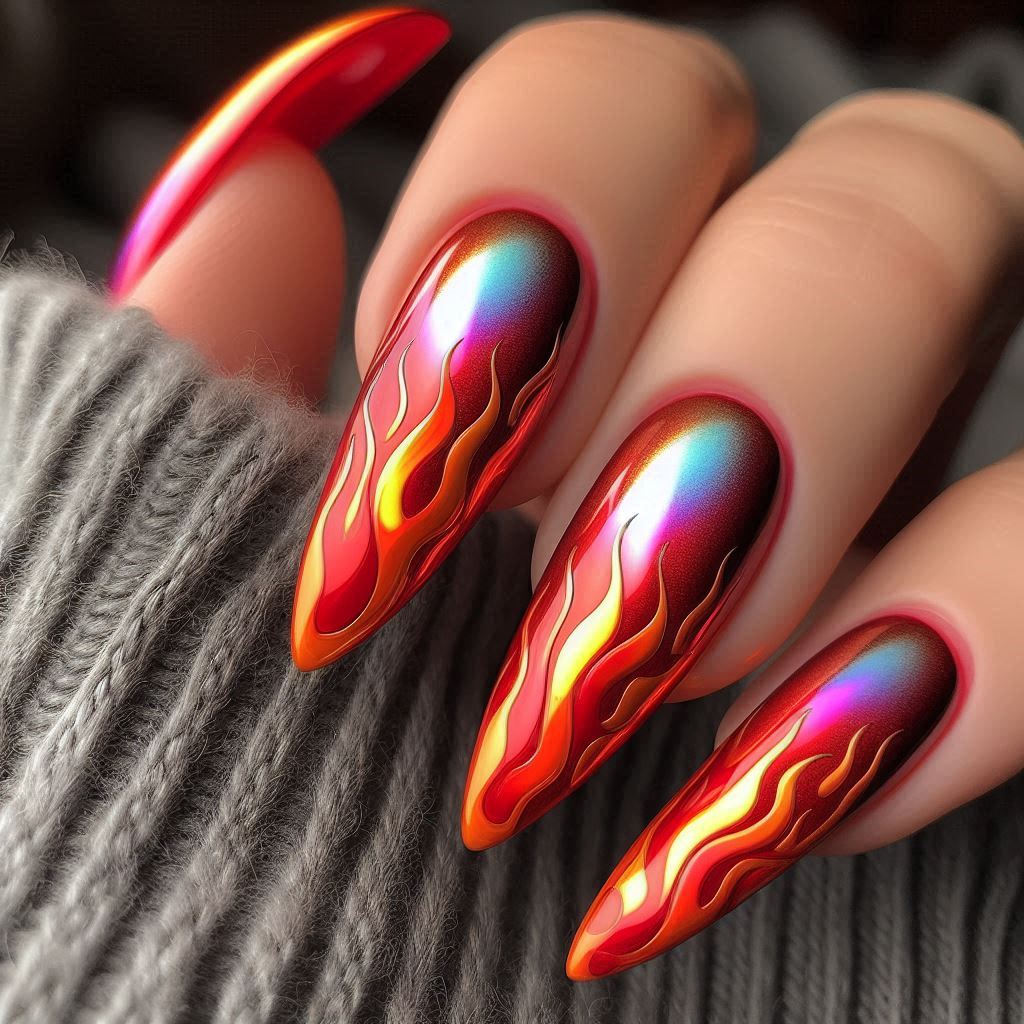 Red to Orange Unicorn Chrome Ombre