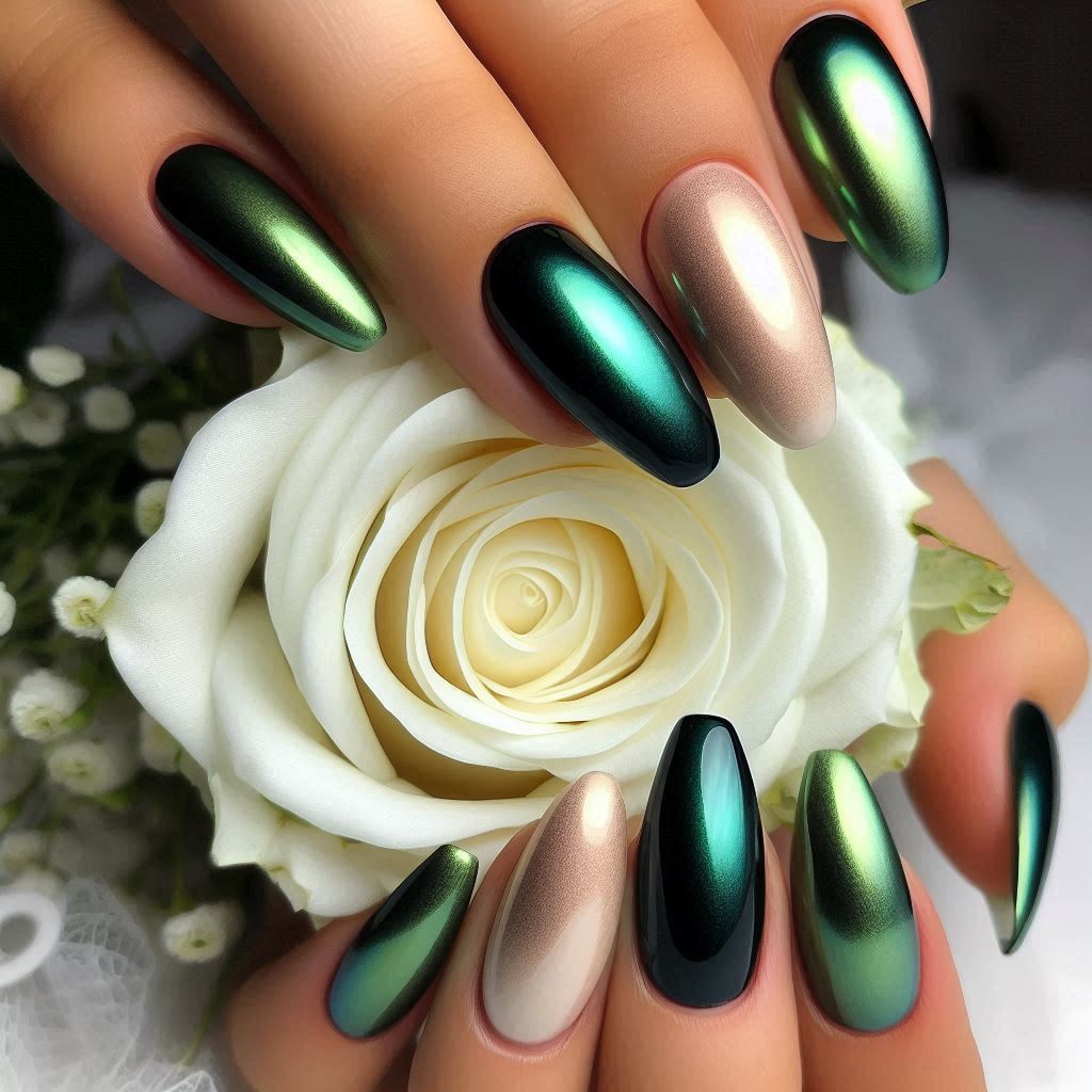 Ombre Fade Green Chrome Glam