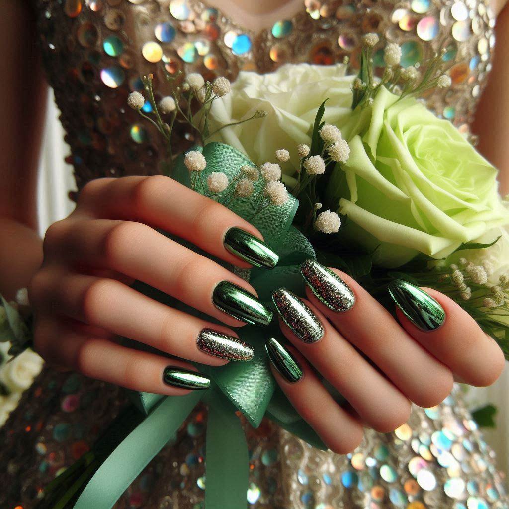 Prom-Ready Green Chrome Elegance