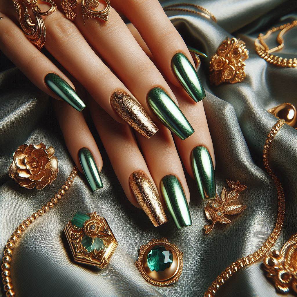 Glowing Green Chrome with Gold Accents