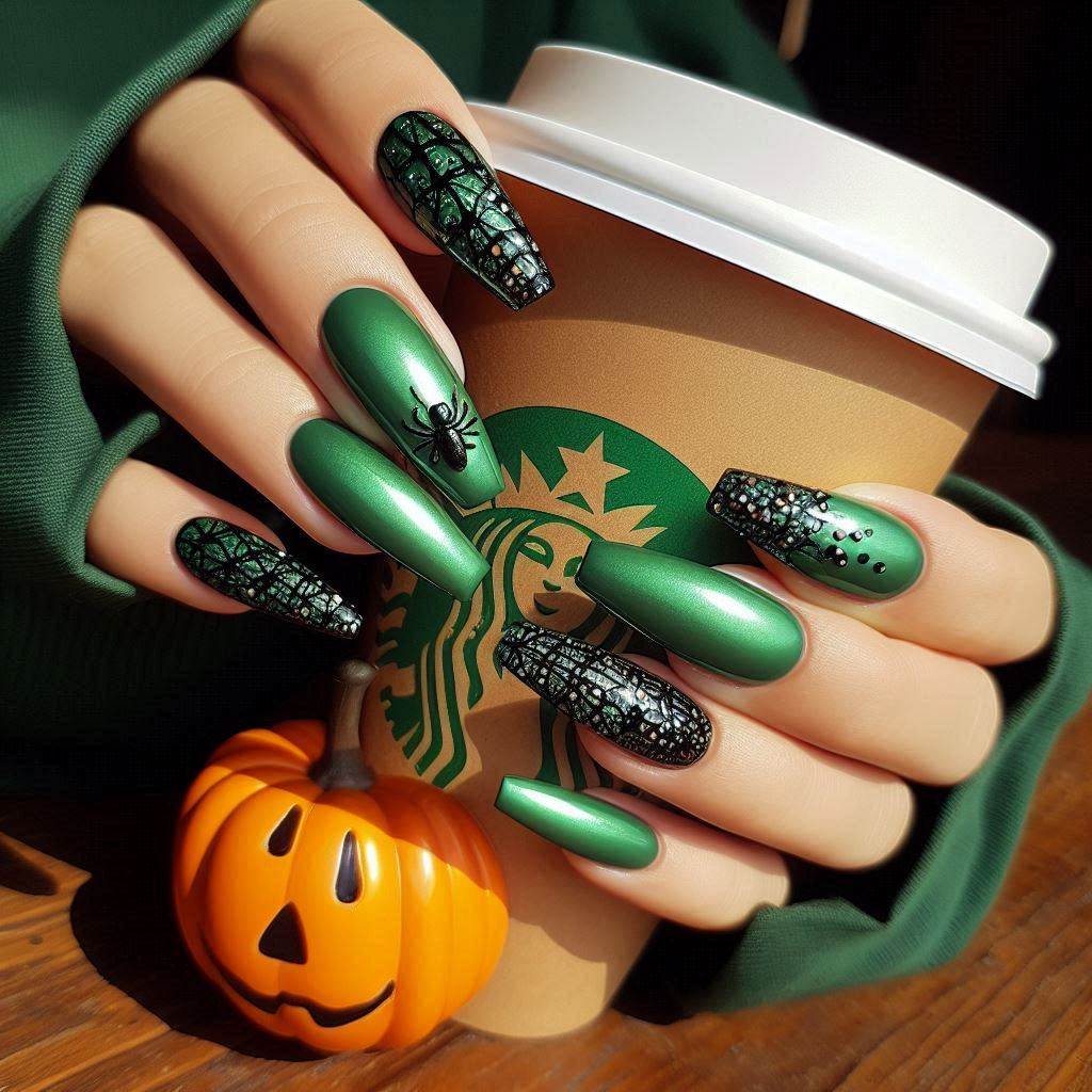 Spooky Chic Halloween Green Chrome