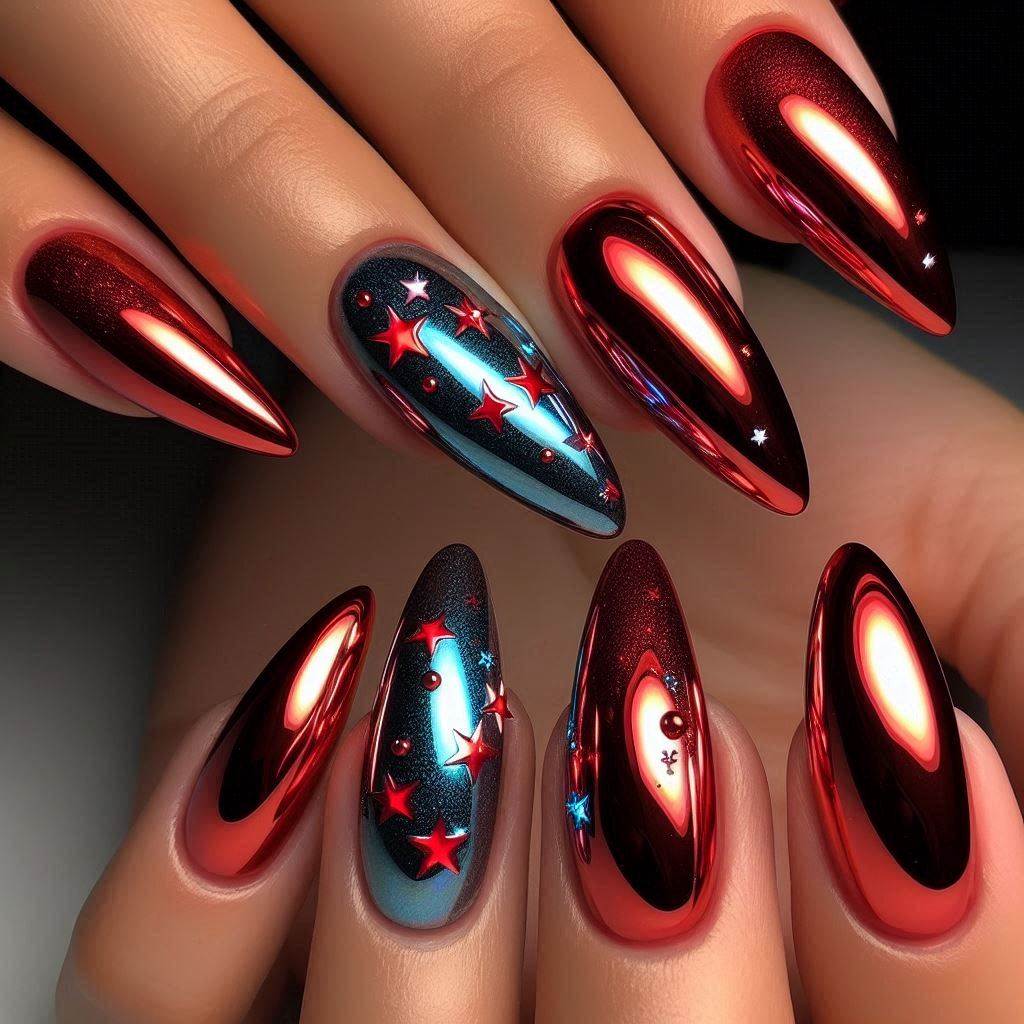 Red Chrome with Blue Star Accents
