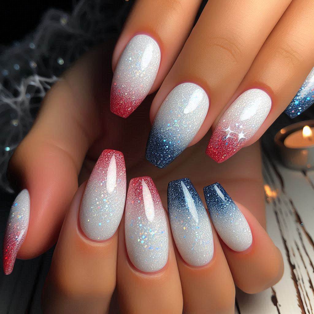  White Sparkle with Flag-Inspired Gradient
