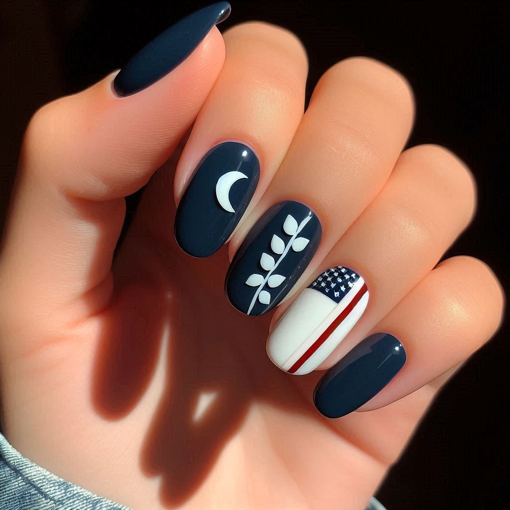  Half-Moon Navy and White Design