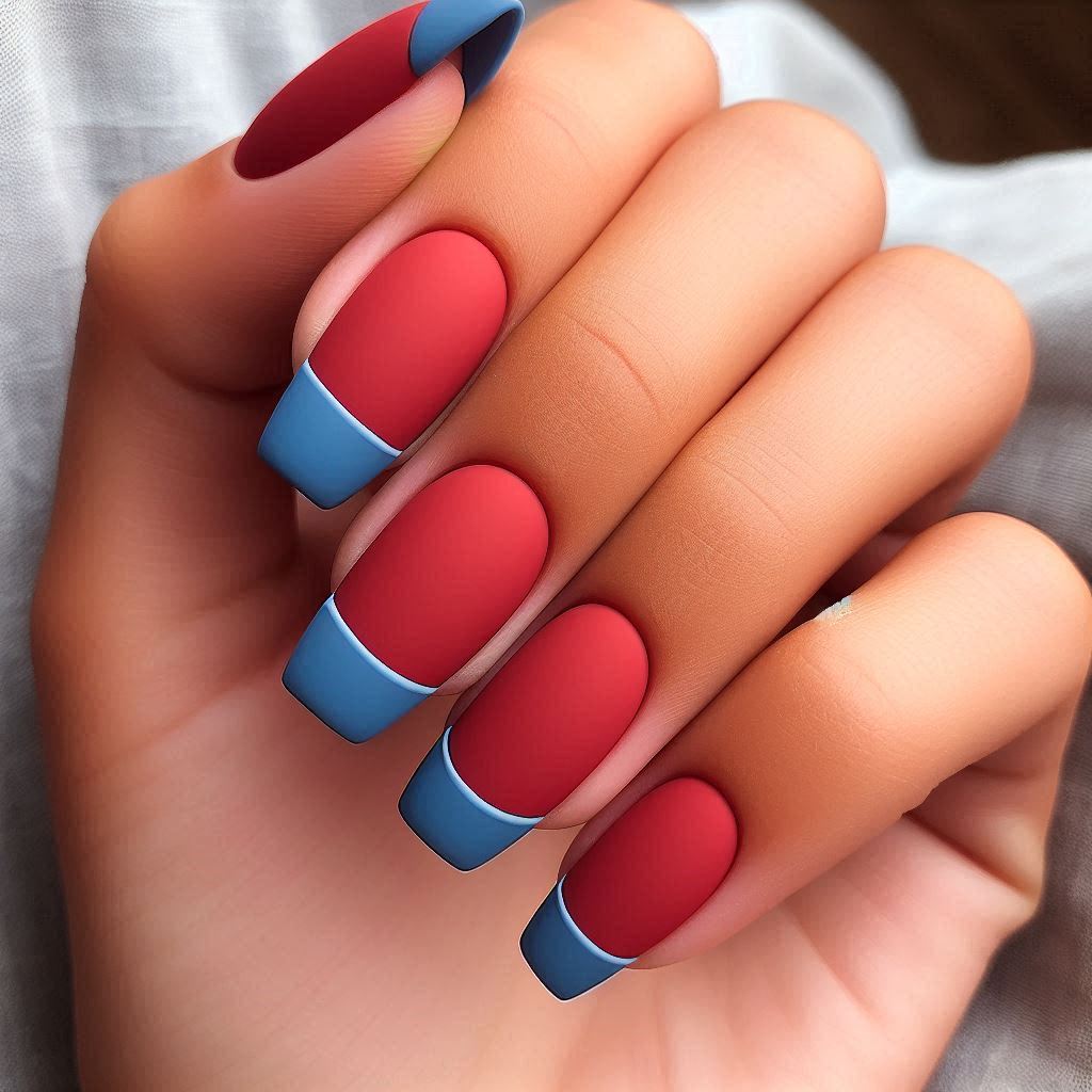 Matte Red with Blue Tips